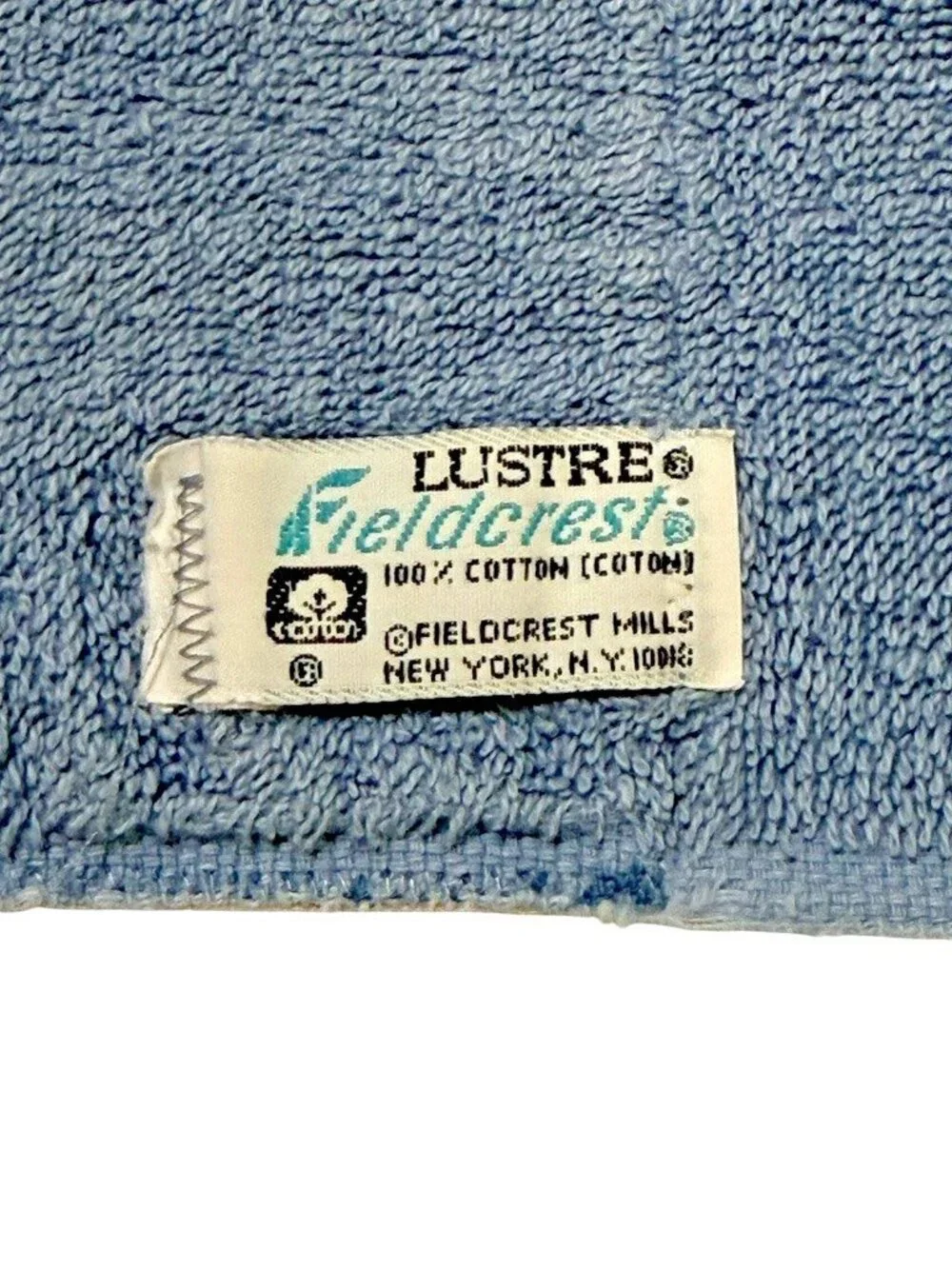 Fieldcrest Lustre Set 3 Hand Towel 2 Fingertip Towel Light Blue Cream Vtg READ